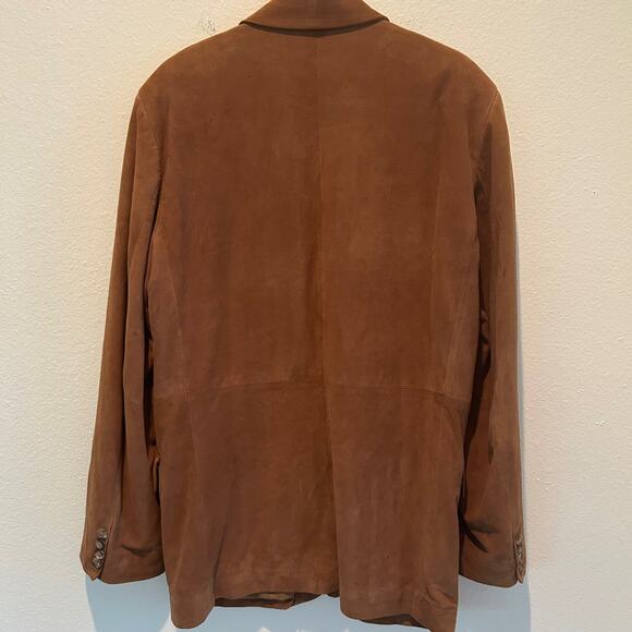 IL Perseo Jacket Suede Italian Leather Mens Mid Length Lightweight Camel - Picture 2 of 15